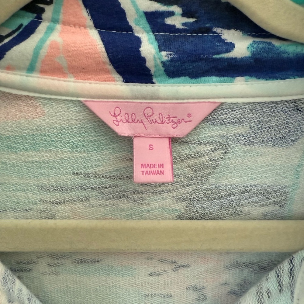 Lilly Pulitzer Skipper Popover Pier Pressure Sailboat print Quarter Zip Small - Picture 6 of 8